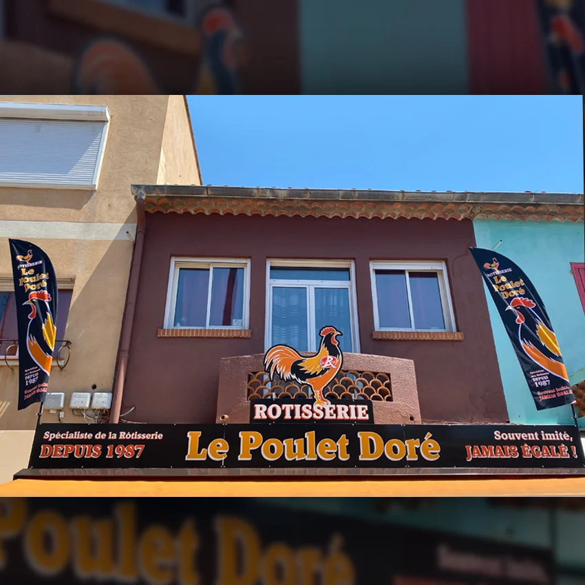 Enseigne et Oriflamme Le Poulet Doré